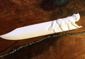 Wolf Letter Opener made from carved bone.
