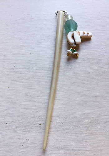 1 long Chopstick American Style Hair Stick Fx Ivory Bone Goth Made in USA 26L 